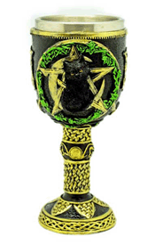 Magickal Cat on Pentagram Design Goblet