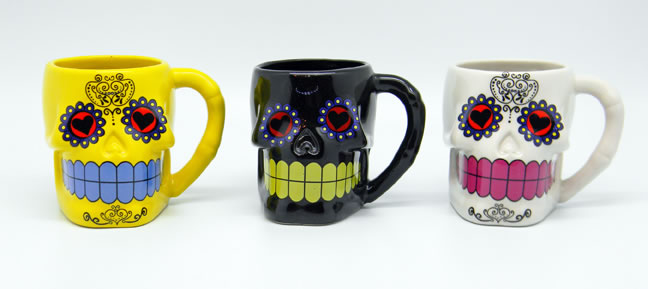 Set of 3 Day of the Dead Mugs