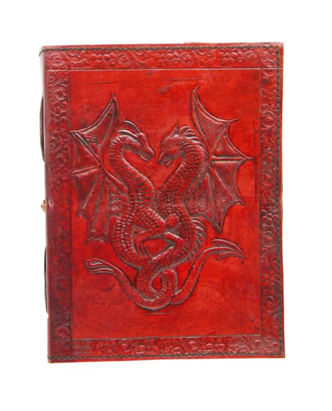 Double Dragon LEATHER Journal with cord