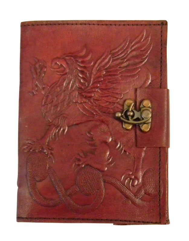 Gryphon LEATHER Journal with lock 5 x 7 inches 