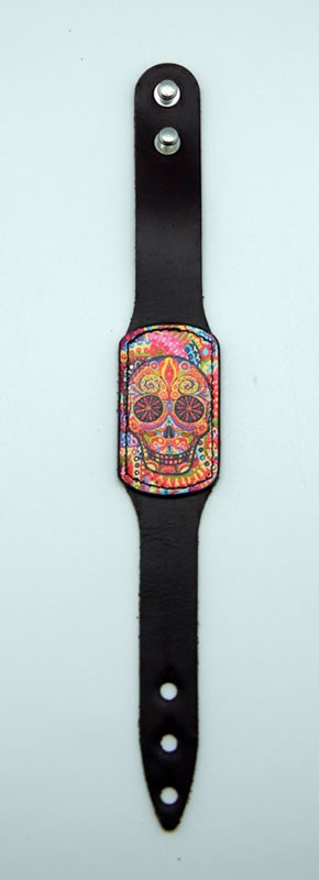 Multi Colored Day of Dead Leather BRACELET
