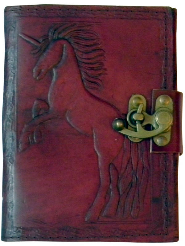 Unicorn LEATHER Journal with lock  5 x 7 inches 