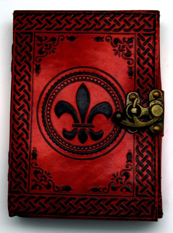 Fleur de lis LEATHER Journal  5 x 7 inches 