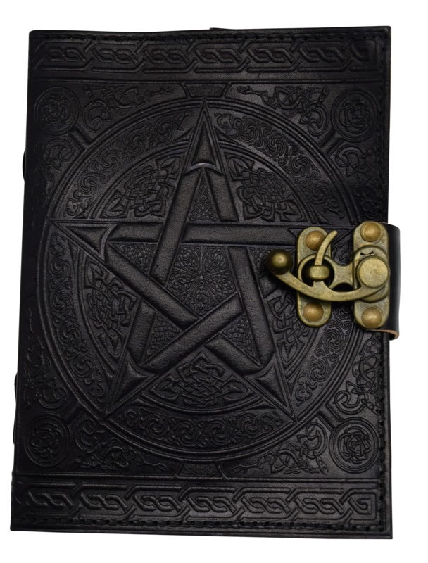 5 x 7  New Pentagram Black LEATHER Journal