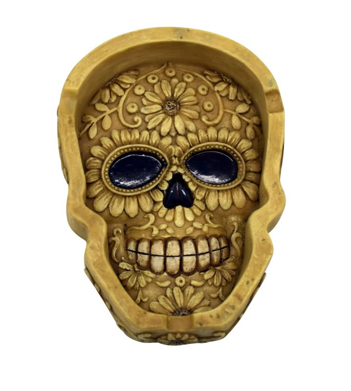 Bone Colored Sugar SKULL flat Ashtray