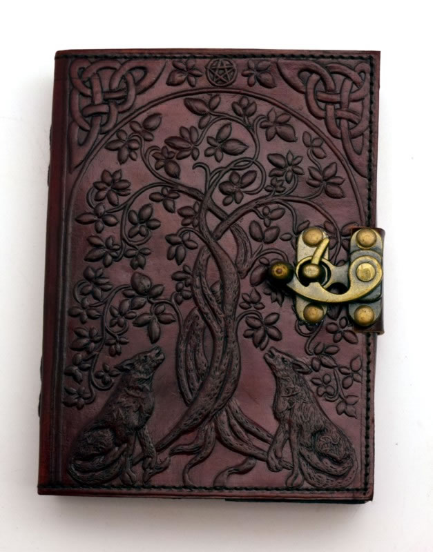 Wolves/Tree of Life LEATHER Journal 5 x 7 inches 