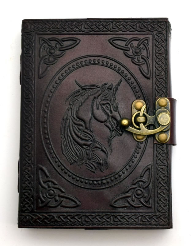 UNICORN Head Leather Journal   5 X 7 inches