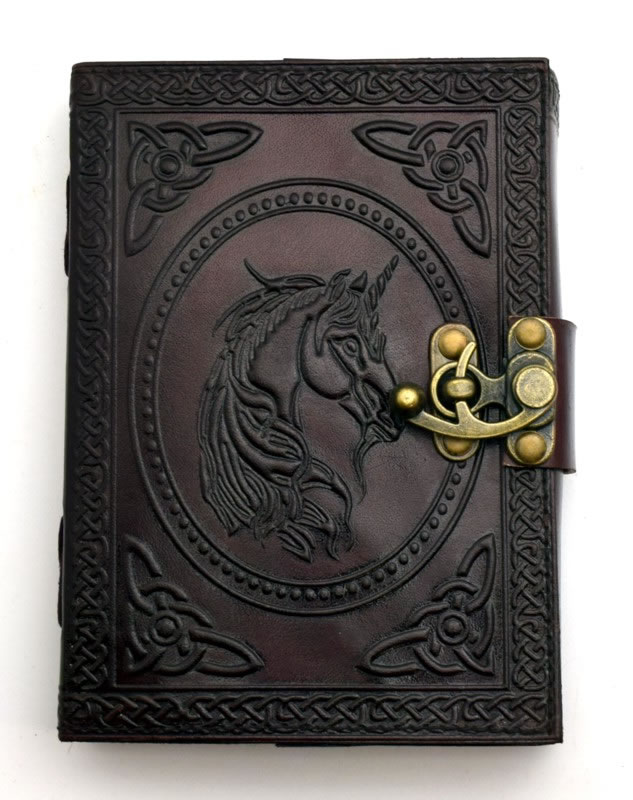 Unicorn Head LEATHER Journal   5 X 7 inches