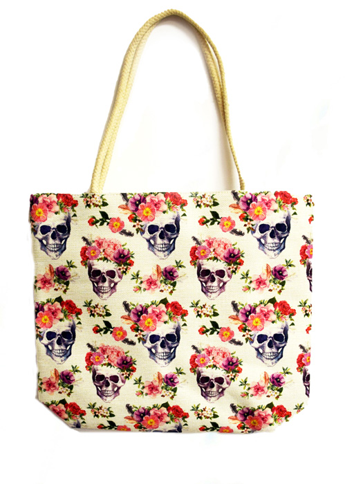 SKULLs with Roses Tote Bag