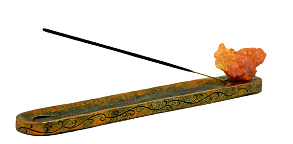 orange colored crystal INCENSE Burner