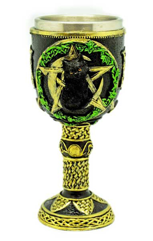 Magickal Cat on Pentagram Design Goblet