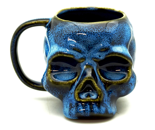 Blue Glazed SKULL Mug