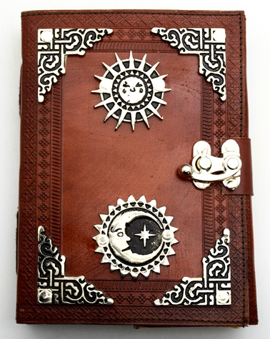 Fantasy Gifts - Sun and Moon Embossed Leather Journal with Metal Sun ...